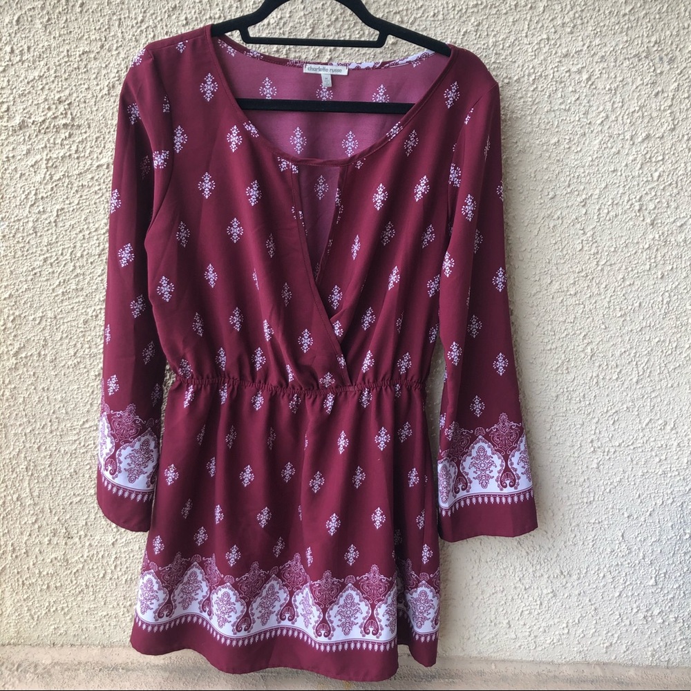 Charlotte Russe Burgundy Patterned Dress